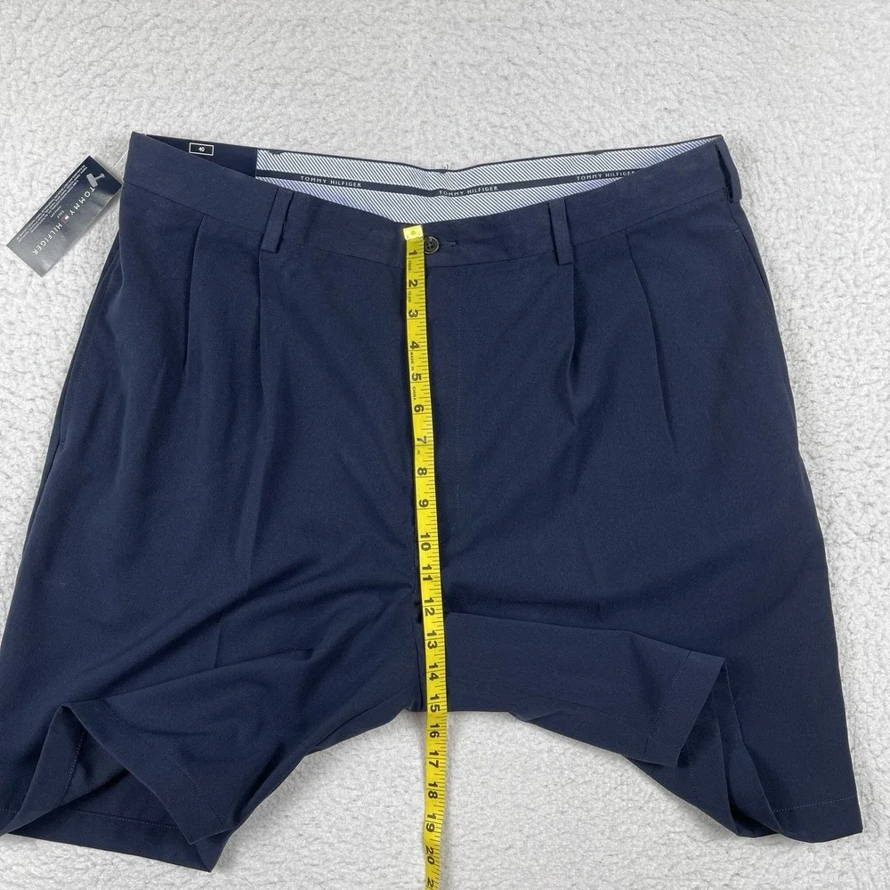 Tommy Hilfiger Shorts Mens 40 Blue Pleated Casual‎ Travel Golf Vacation Preppy